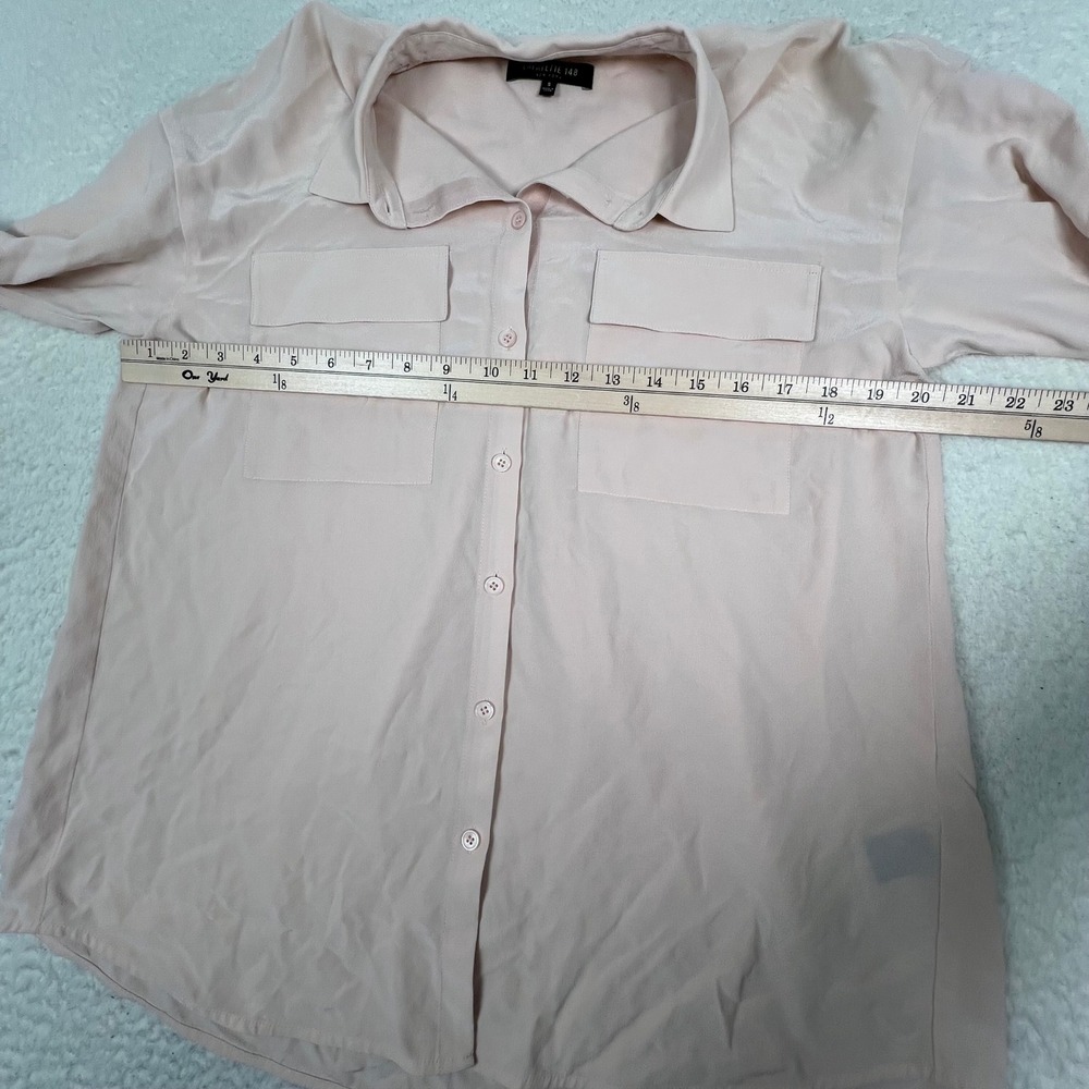 Lafayette 148 Silk Button Front Shirt Women Small Pink Long Sleeve Pocket Luxury - Picture 6 of 12